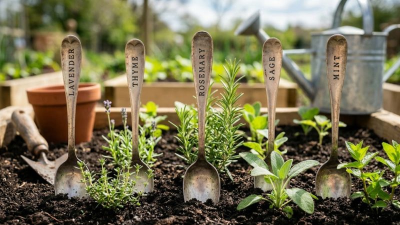 Hand-Stamped “Apothecary” Garden Markers