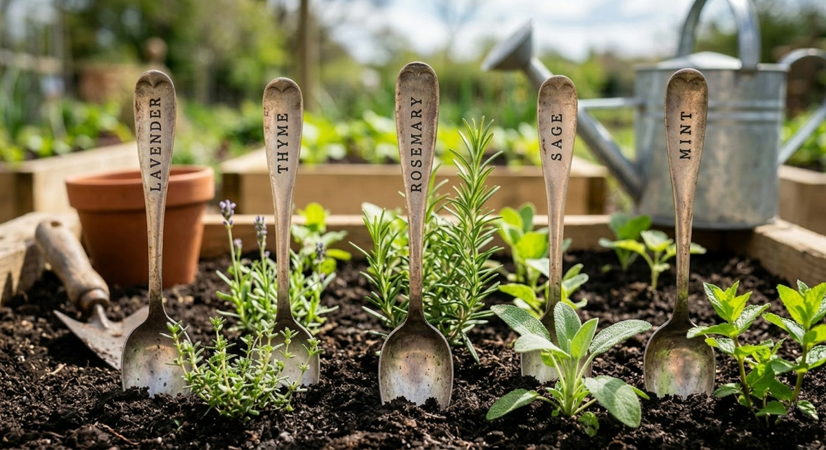 Hand-Stamped “Apothecary” Garden Markers
