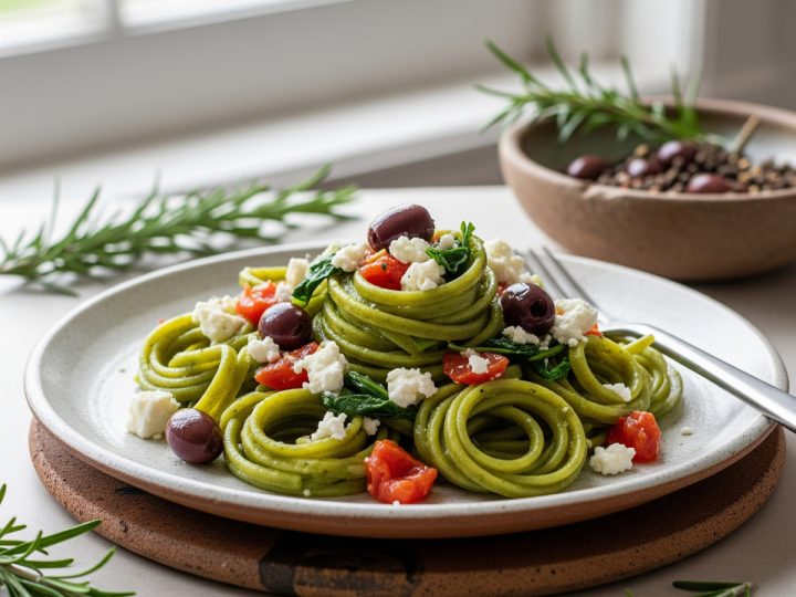 Homemade Green Mediterranean Pasta