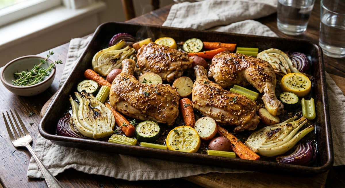 Mustard Chicken with Summer Vegetables