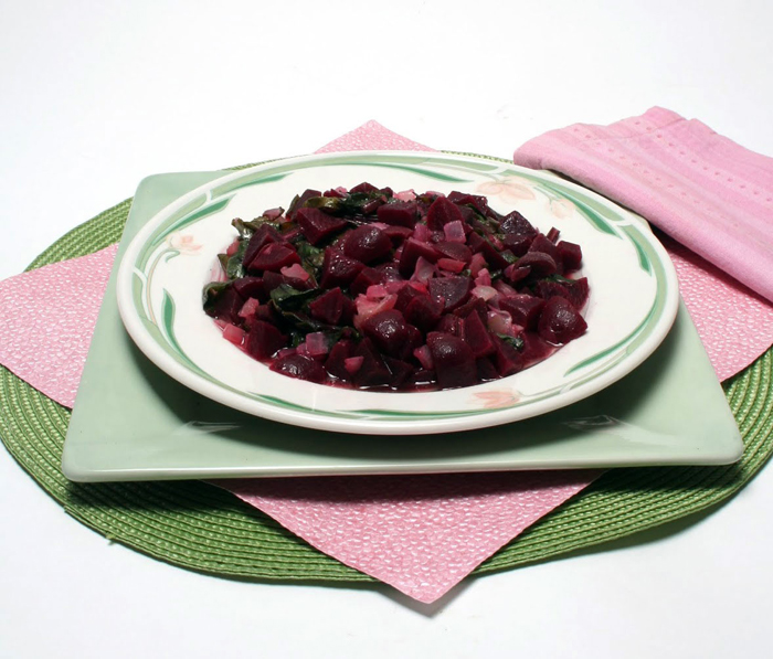 Sweet and Sour Beets and Beet Greens