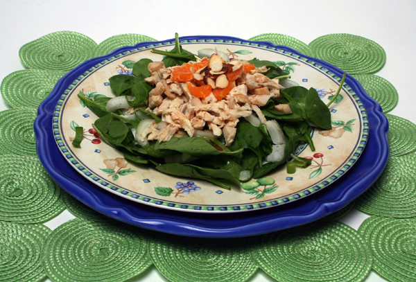 Bok Choy and Spinach Salad with Chicken and Clementines