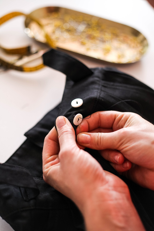 Sewing a Button on by Hand