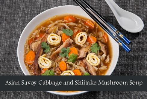 Asian Savoy Cabbage and Shiitake Mushroom Soup
