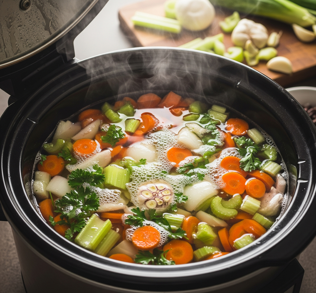 Homemade Crock Pot Vegetable Stock