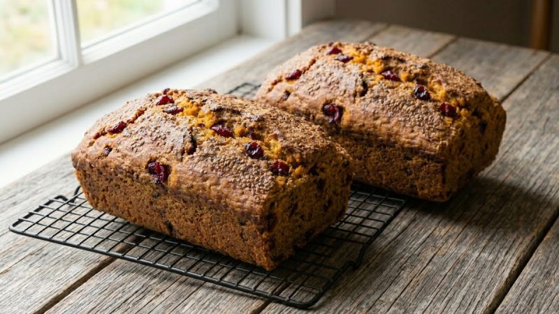 Harvest Cranberry Flax Pumpkin Bread