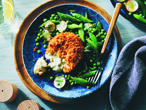 Cod and Dill Fish Cakes with Spring Pea Salad