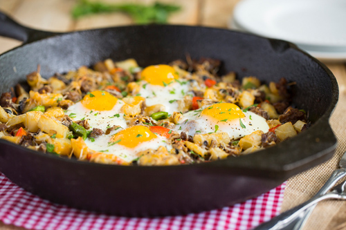 Potato Breakfast Hash with Eggs and Mushrooms