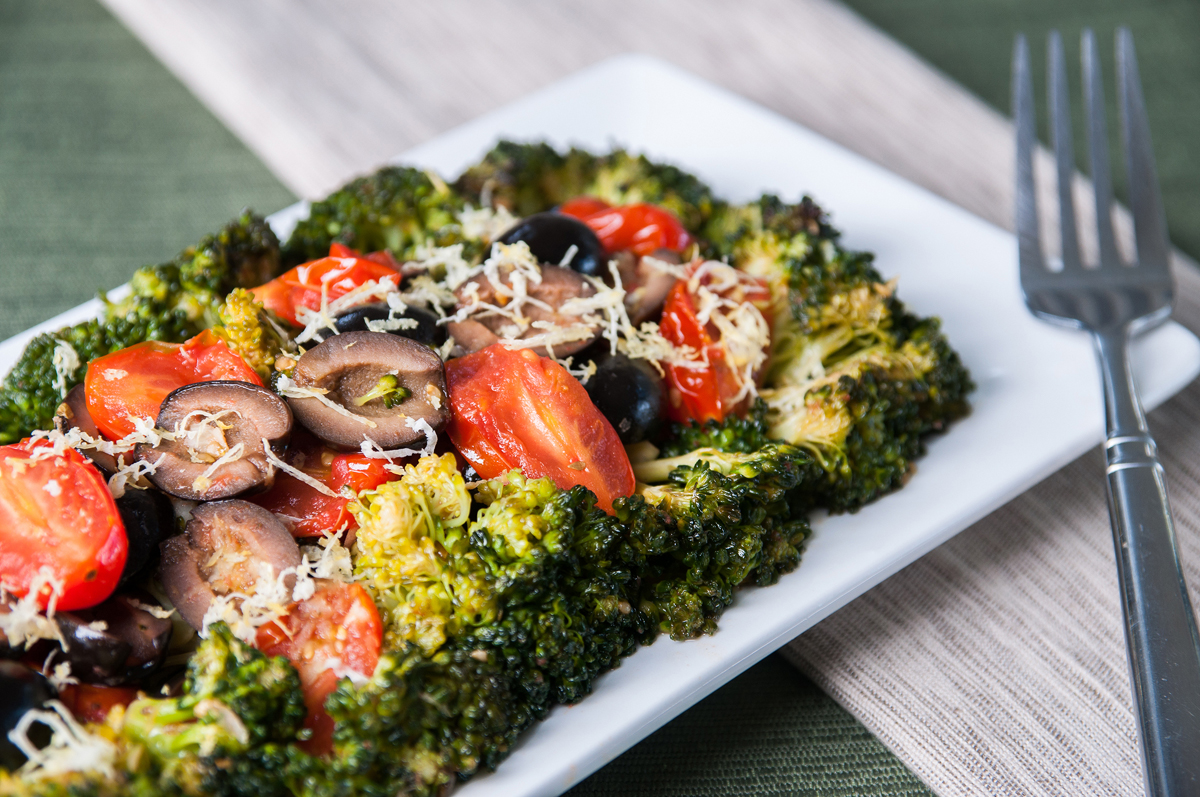 Roasted Broccoli, Tomatoes and Olives