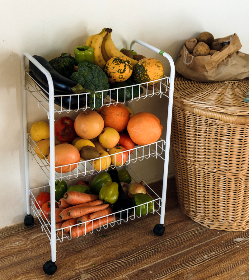 Storage Shelves, Baskets and Basket Benches Organize Your Kitchen and Pantry